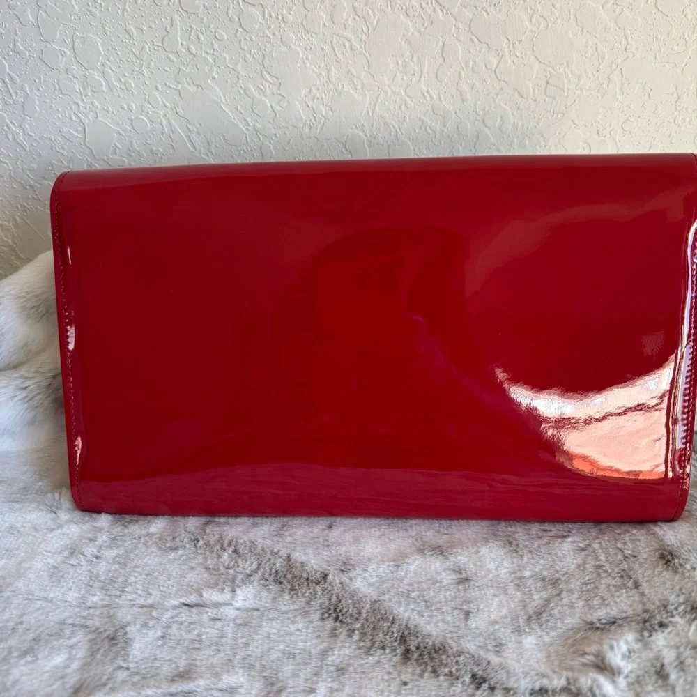Yves Saint Laurent YSL Belle De Jour Red Patent Leather Clutch P0329 - Picture 3 of 11
